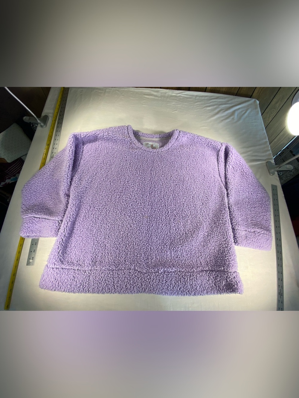 MUK LUKS Lavender Faux Sherpa Fleece Crewneck Pullover 1X